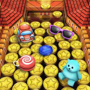 coin dozer plushy toys atop dozen gold coins